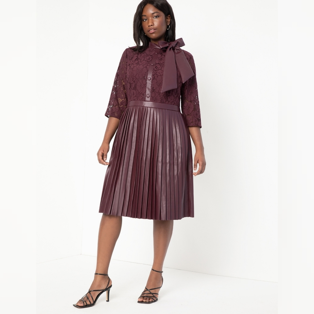 Eloquii Faux Leather and Lace Dress 22